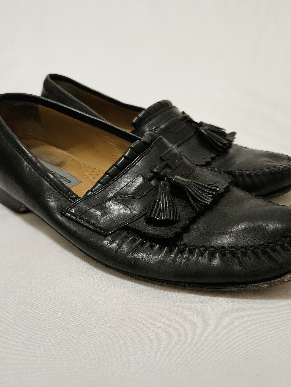 Johnston & Murphy Kiltie Tassel Loafers Black Mens 10.5 Slip On Shoes 15 0835